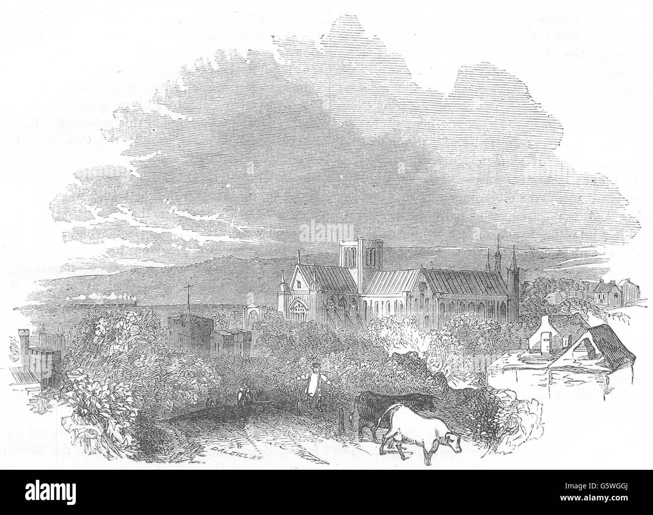 HAMPSHIRE: Winchester, antica stampa 1850 Foto Stock