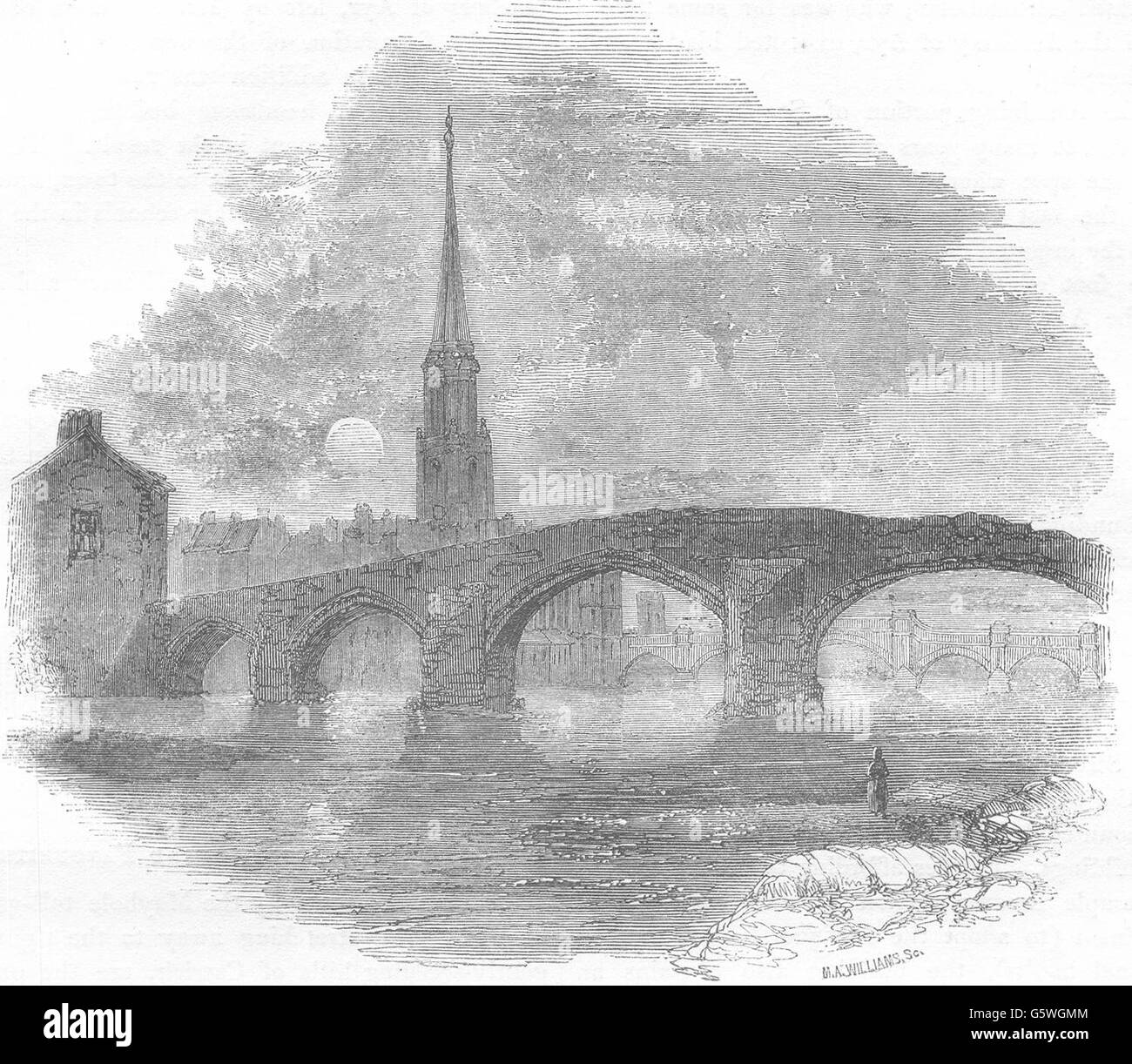 Scozia: Brigs di Ayr, antica stampa 1850 Foto Stock