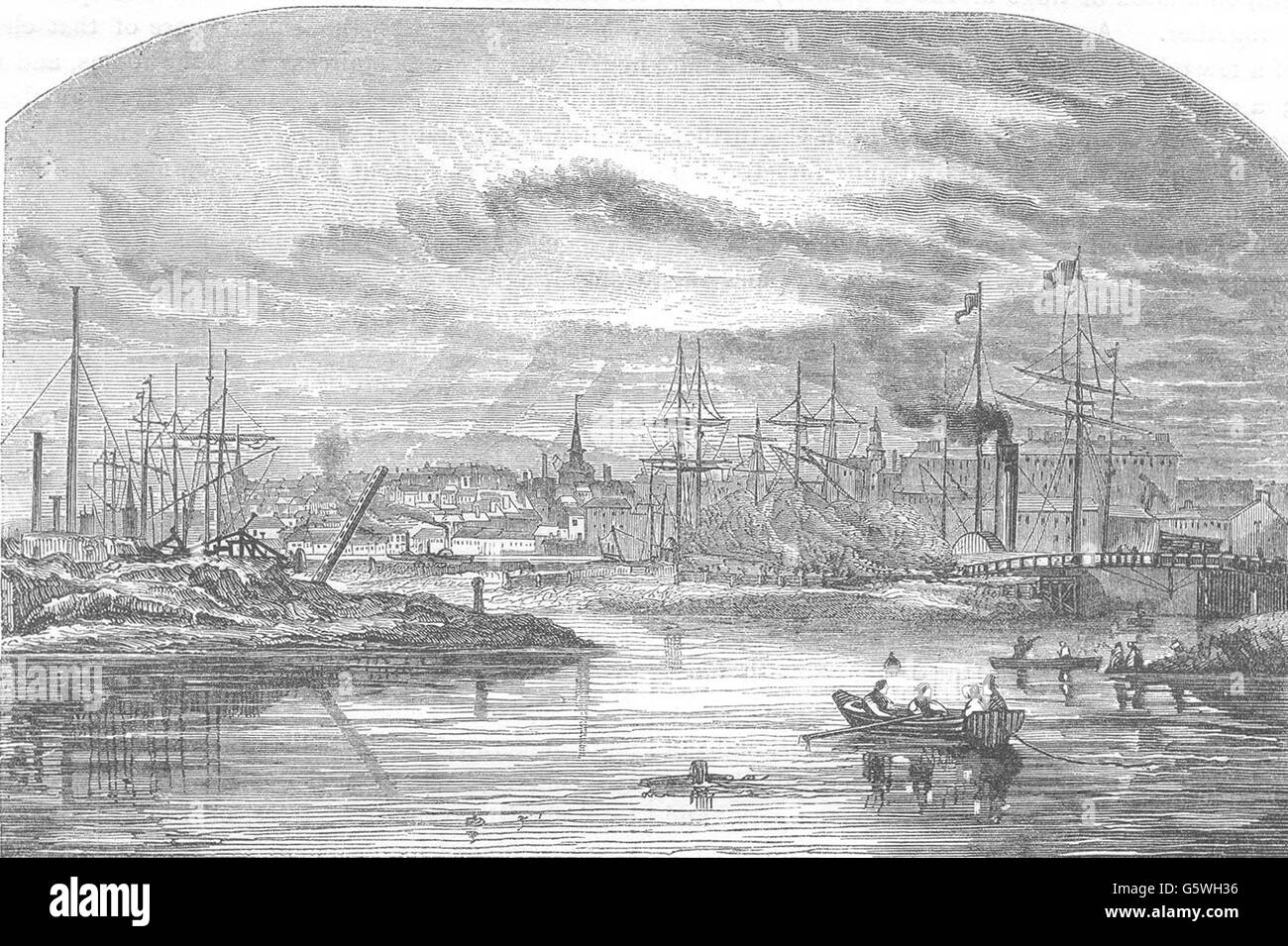 Scozia: veduta della città di Aberdeen, antica stampa 1850 Foto Stock