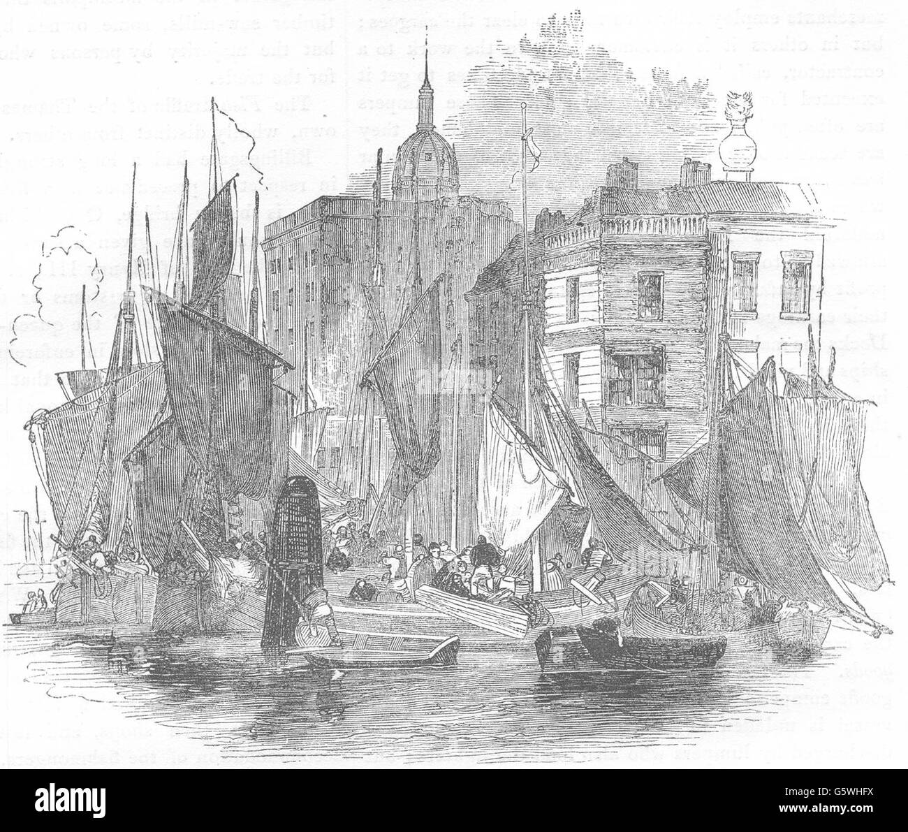 Londra: Billingsgate, antica stampa 1850 Foto Stock