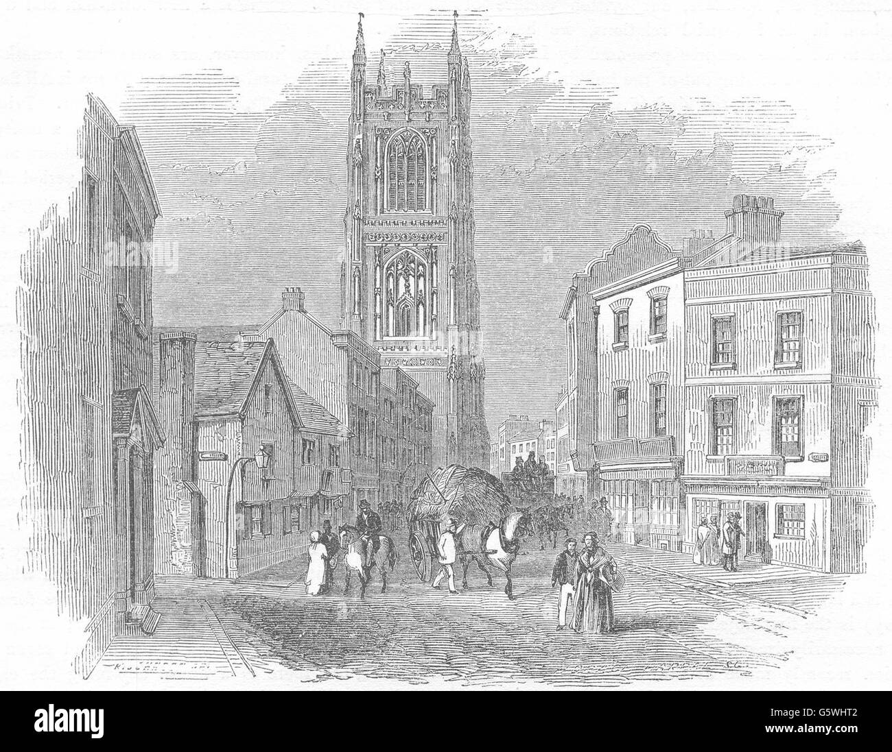 DERBYSHIRE: Tutti i Santi, Derby, antica stampa 1850 Foto Stock