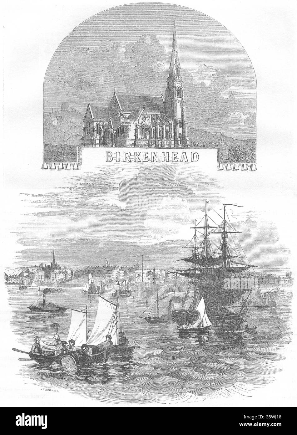 CHESHIRE: Birkenhead, antica stampa 1850 Foto Stock
