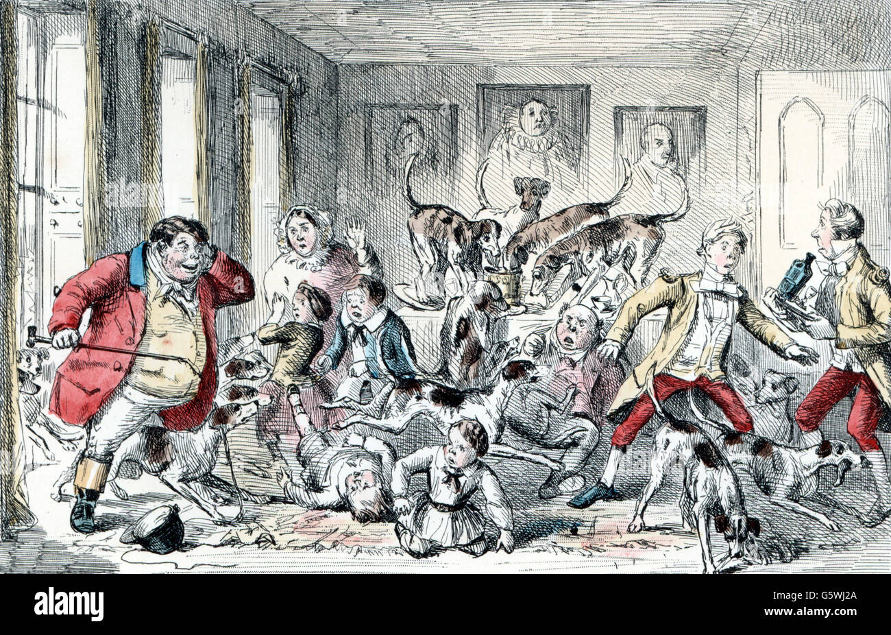 Surtees, Robert Smith, 17.5.1805 - 16.3.1864, autore/scrittore britannico, opere, romanzo 'Handley Cross' (1843), scena 'The Meet at MR. Muleygrubs', illustrazione di John Leech, 1854, Foto Stock
