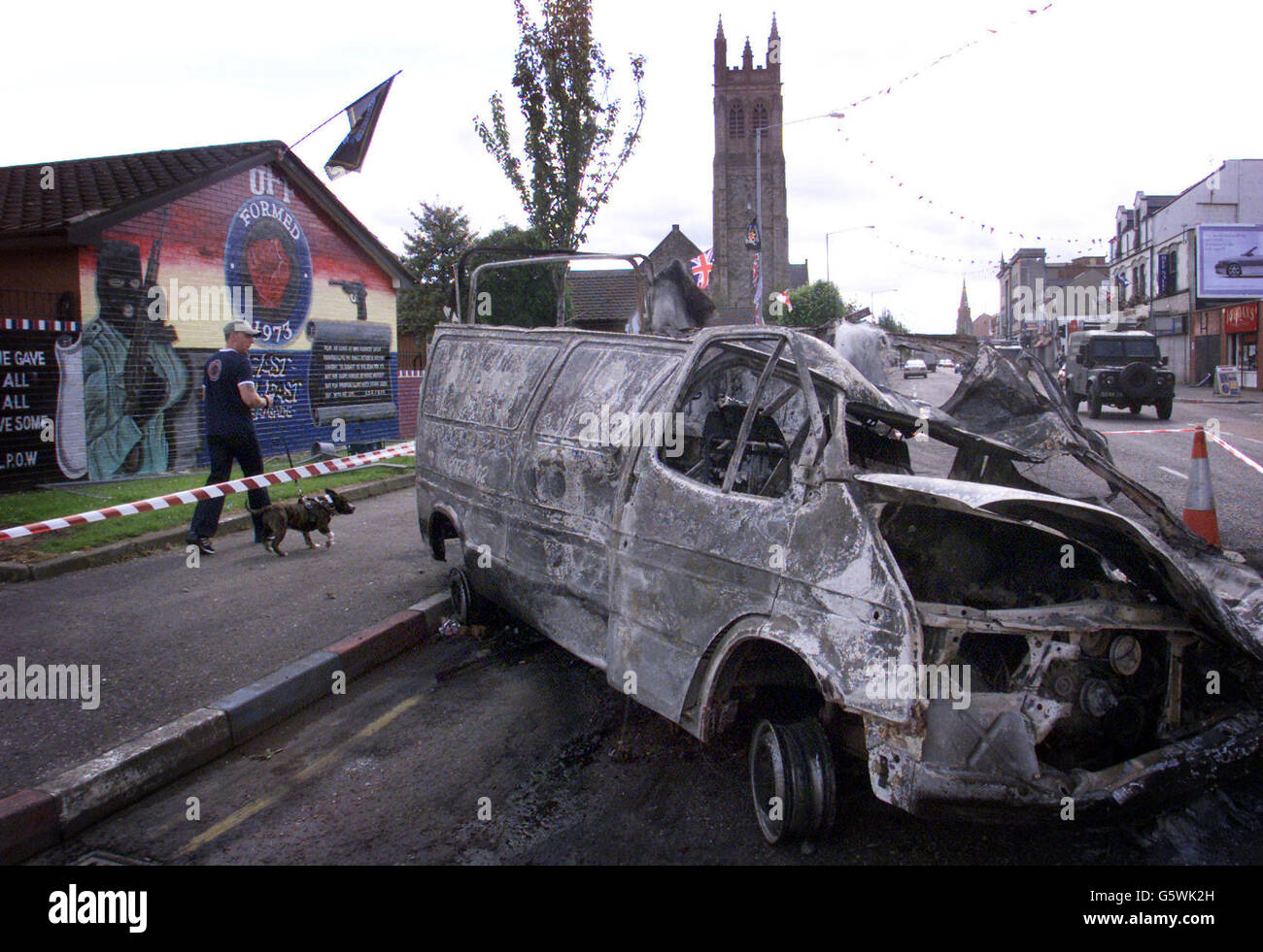 Belfast la violenza settaria Foto Stock