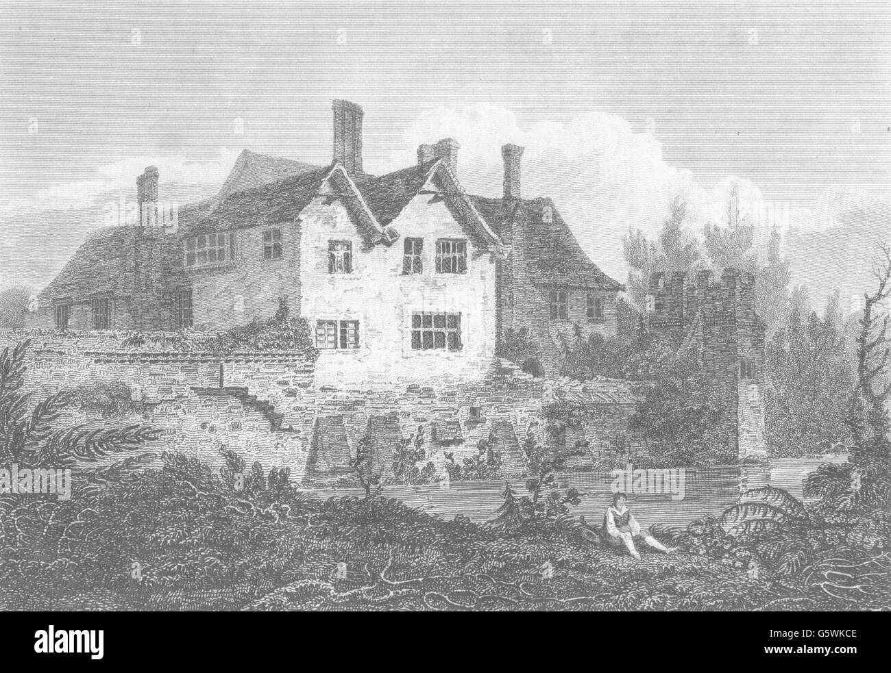 ESSEX: segna Hall: bella vista di calcografia. (Greig), antica stampa 1819 Foto Stock