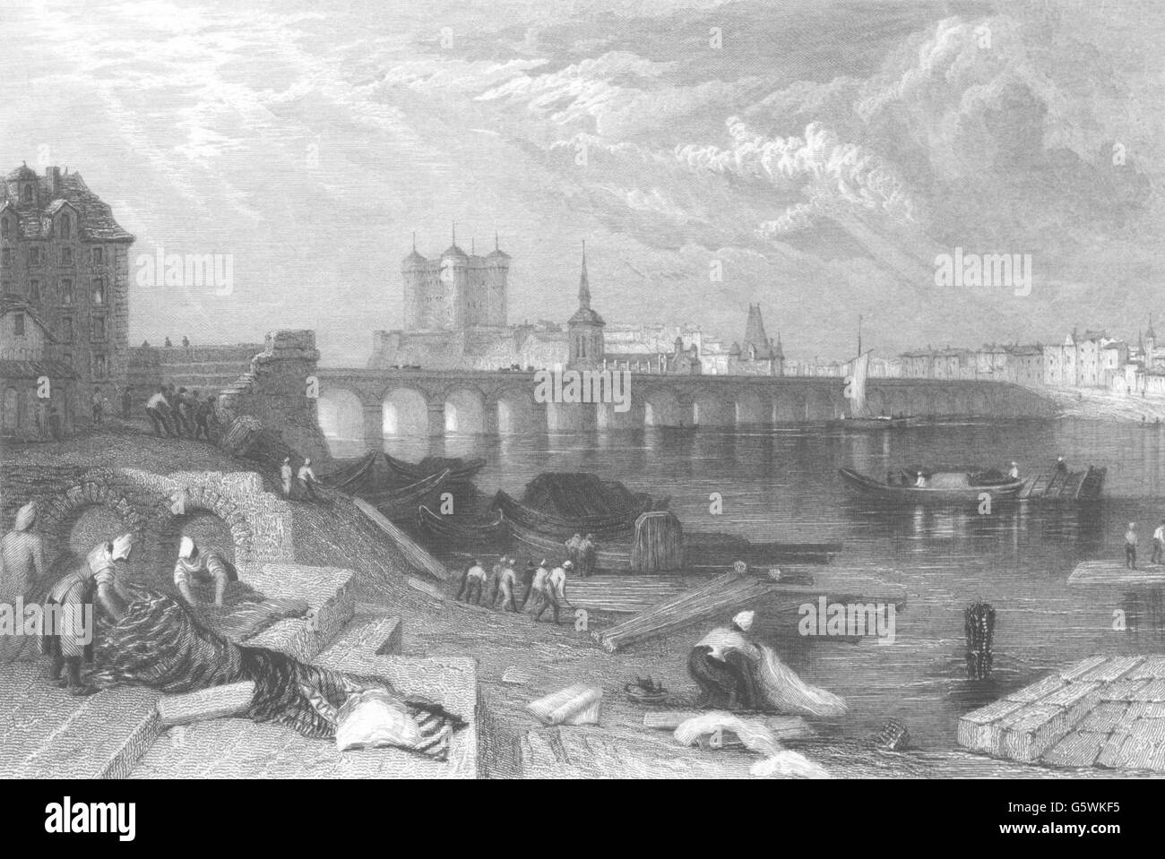 MAINE-et-Loire: Saumur. JMW Turner, antica stampa 1857 Foto Stock