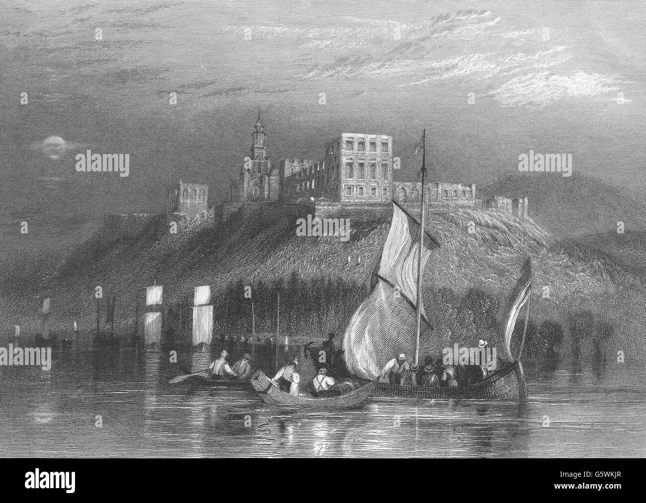 Loira: Montsen Montjean. JMW Turner, antica stampa 1857 Foto Stock
