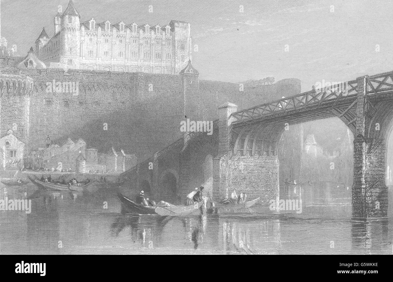 INDRE-et-Loire: Castello di Amboise. JMW Turner Allen, antica stampa 1857 Foto Stock