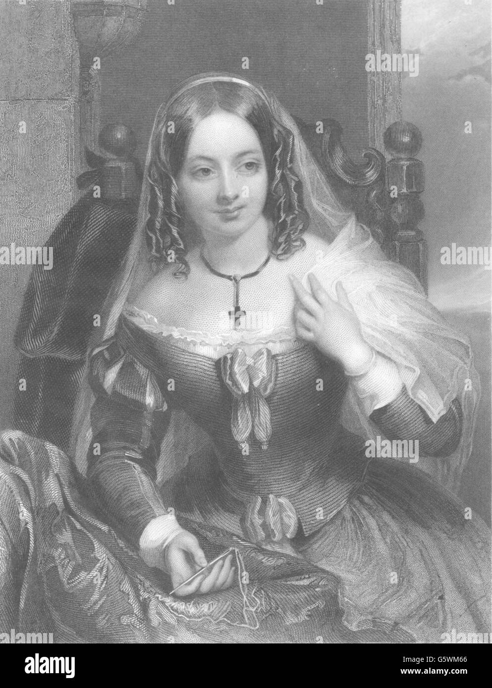 WALTER SCOTT: Catherine Seyton (Abate), antica stampa 1841 Foto Stock