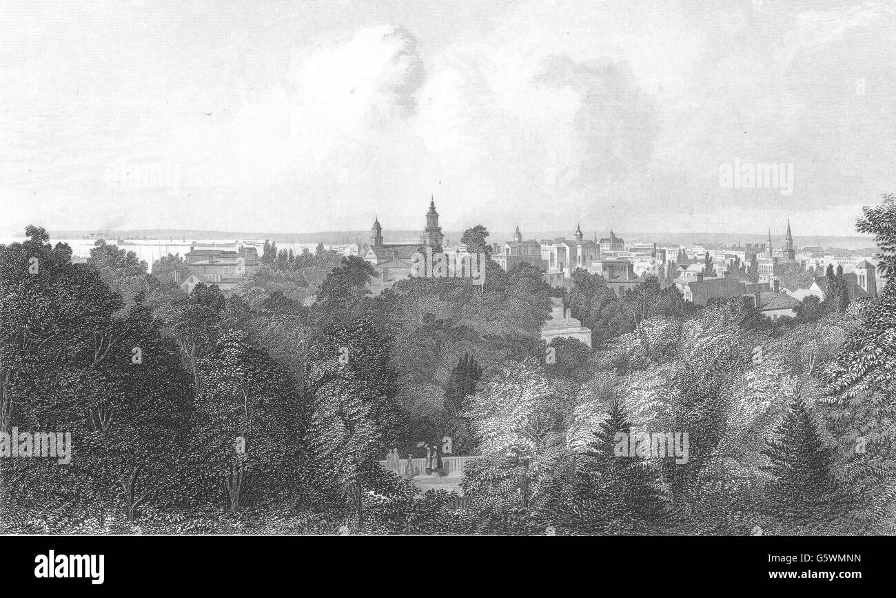 WISCONSIN: veduta della città di Milwaukee, antica stampa 1874 Foto Stock