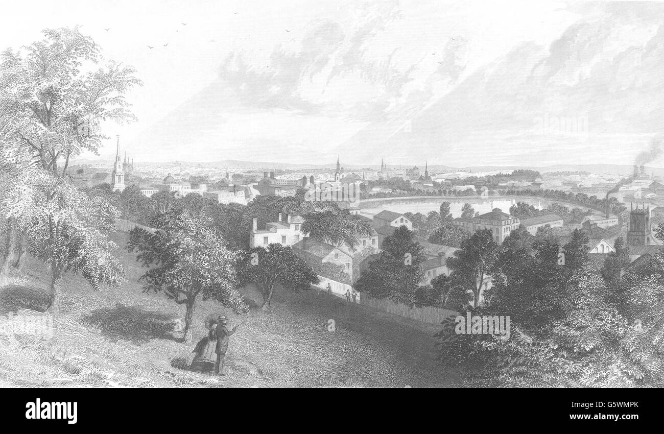 MARYLAND: una vista della città di Annapolis dal Prospect Hill, antica stampa 1874 Foto Stock