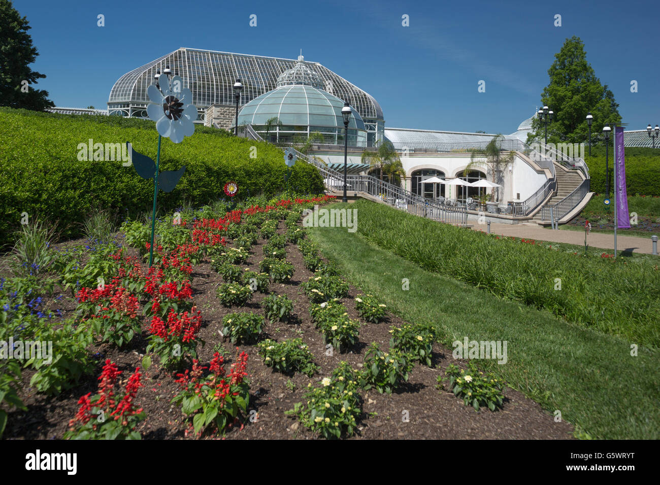 Centro di accoglienza PHIPPS CONSERVATORIO (©Signore & BURNHAM 1893) GIARDINO BOTANICO PITTSBURGH PENNSYLVANIA USA Foto Stock