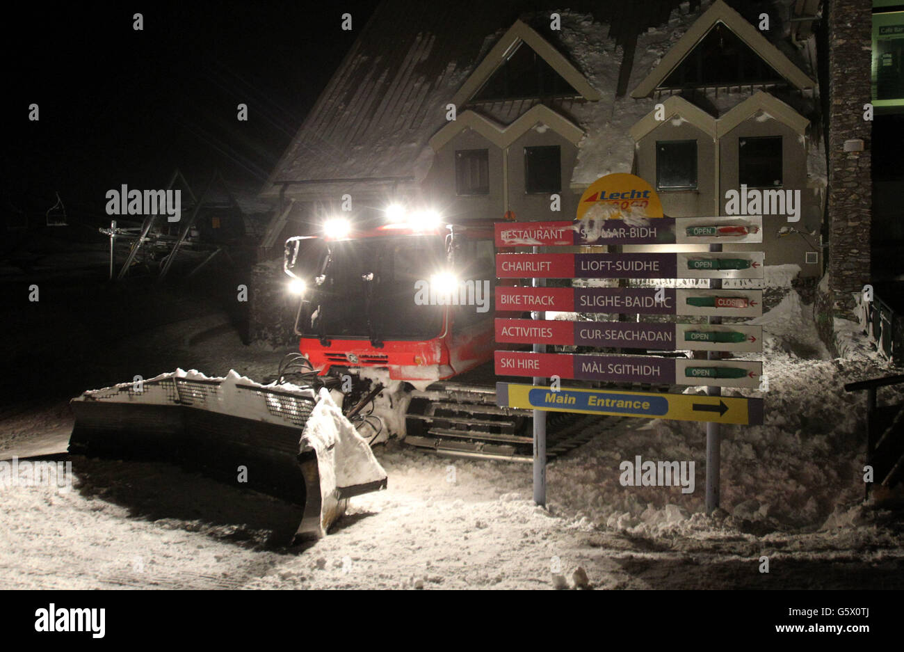 Il centro sciistico di Lecht, vicino a Tomintoul, Aberdeenshire, dove questo pomeriggio è avvenuto un incidente di skilift. Foto Stock