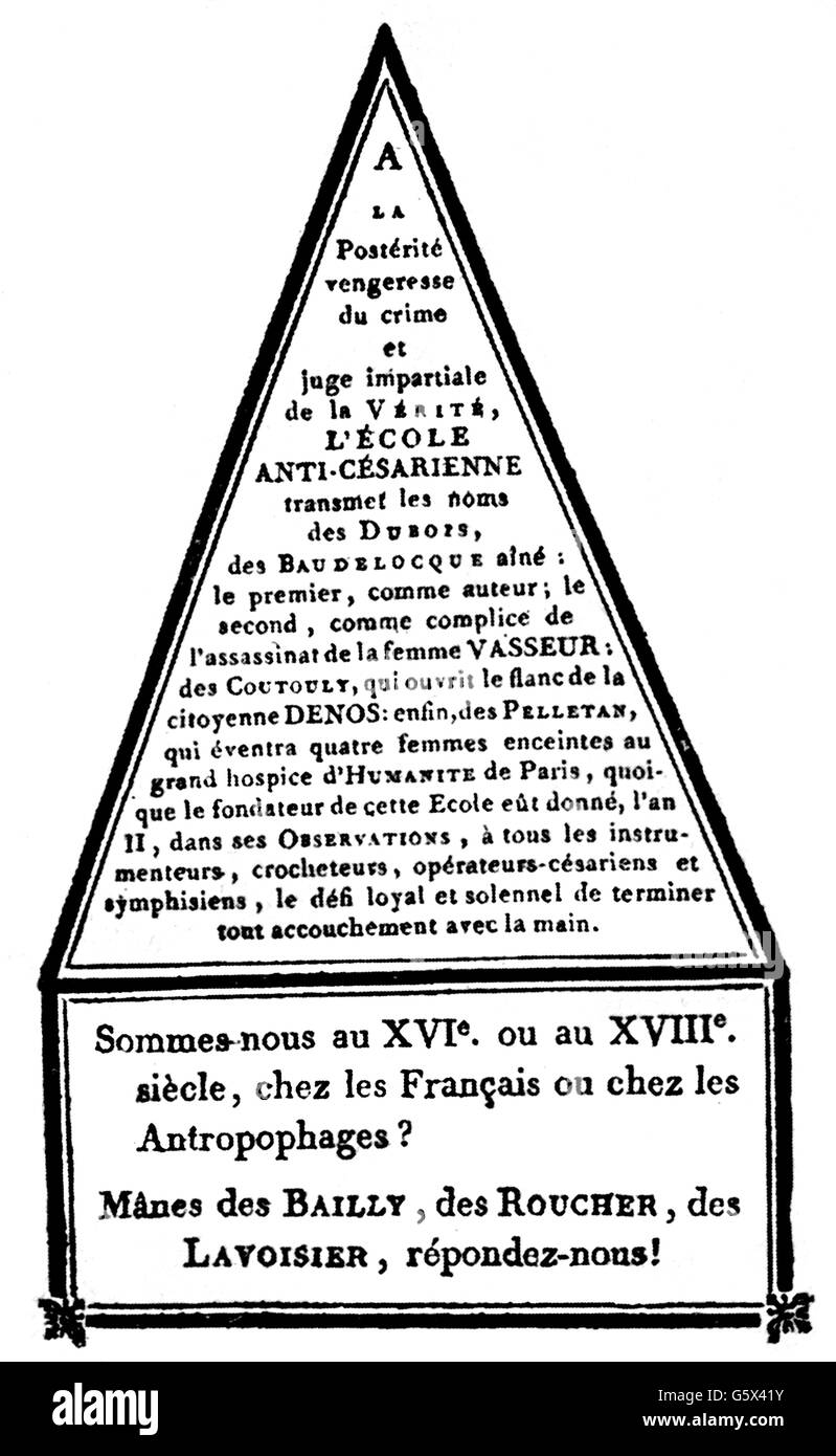 Sacombe, Jean-Francois, circa 1750 / 1760 - 1822, medico francese / medico e autore / scrittore, titolo del primo numero della sua rivista 'Ecole Anti-Cesarienne', 1797, Foto Stock