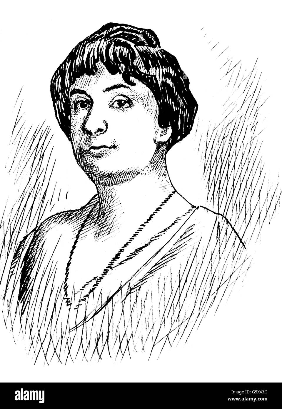 Caillaux, Henriette, 5.12.1874 - 29.1.1943, francese socialite, durante la sua prova a causa dell'assassinio di Gaston Calmette, ritratto, disegno, 1914, artista del diritto d'autore non deve essere cancellata Foto Stock