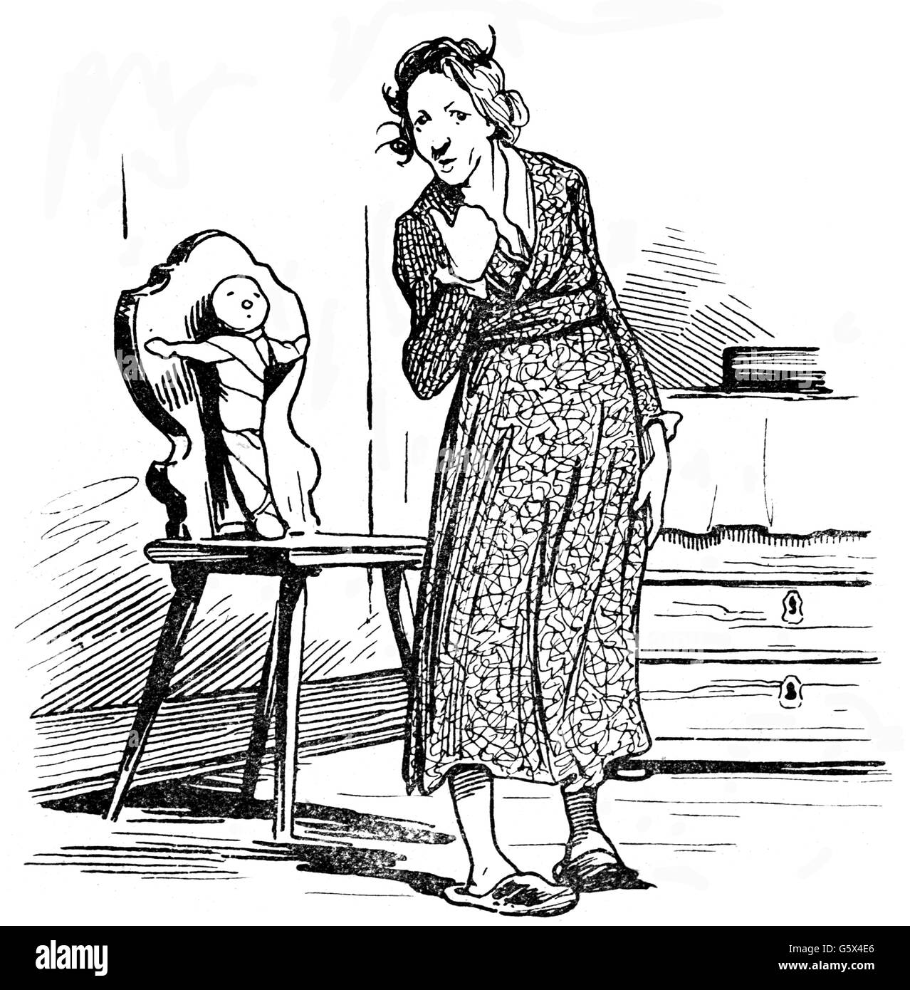 Medicina, psichiatria / malattie mentali, donna lunatica, disegno, 1910, Additional-Rights-Clearences-Not Available Foto Stock