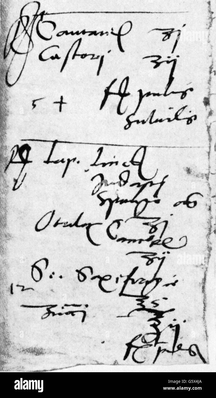 Paracelso, 11.11. / 17.12. 1493 - 24.9.1541, medico-medico svizzero, due prescrizioni mediche, 16th secolo, Foto Stock