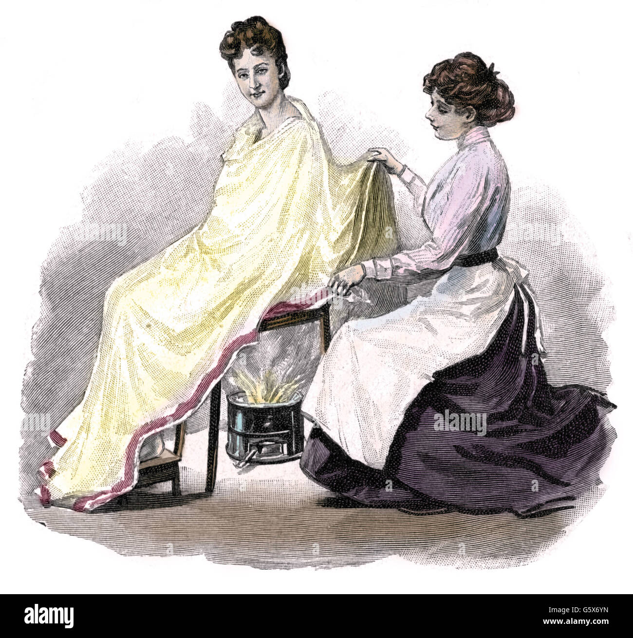Medicina, trattamento, bagno di vapore, bagno di sitz a vapore a casa, incisione del legno, su: Anna Fischer-Dückelmann, la donna come praticante generale, Stoccarda, 1903, diritti aggiuntivi-clearences-non disponibile Foto Stock