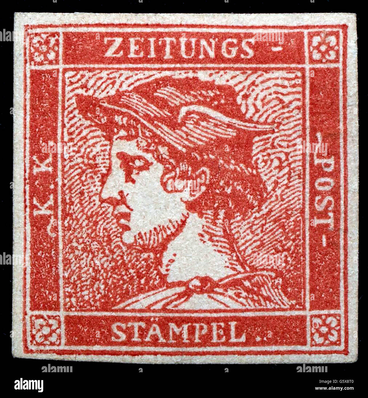Posta, francobolli, Austria, francobollo Red Mercury, disegno: Josef Axmann  (1793 - 1873), data di emissione: 1850, diritti-aggiuntivi-non disponibili  Foto stock - Alamy