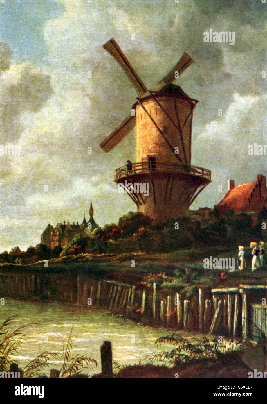 Energia, vento, mulino a vento a Wijk bij Duurstede, pittura, di Jacob van Ruisdael (1628 - 1682), circa 1670, diritti aggiuntivi-clearences-non disponibile Foto Stock