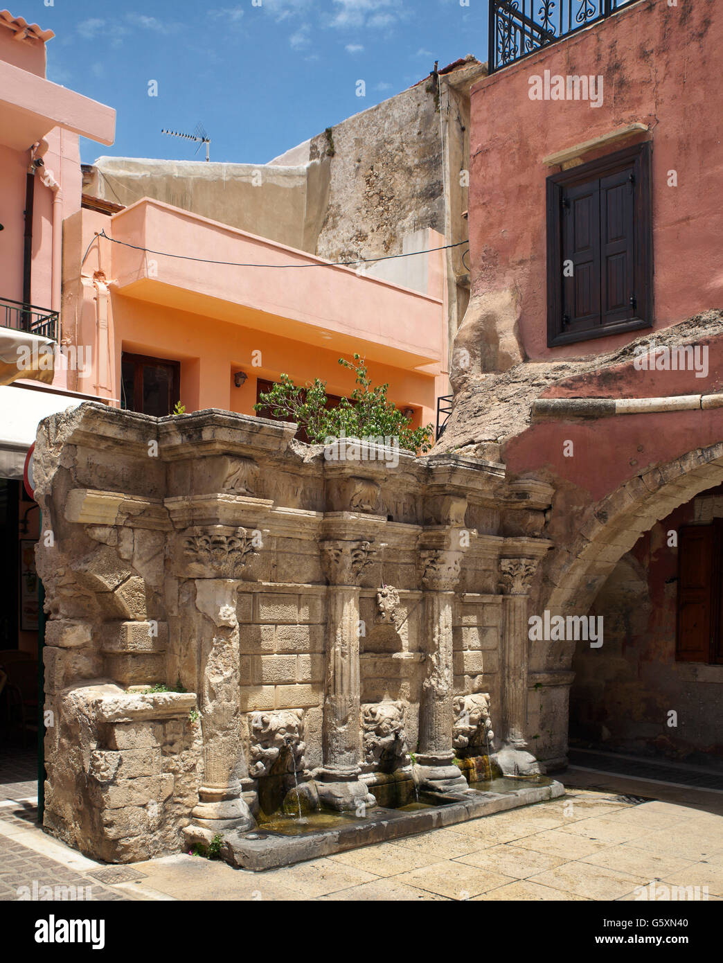 Rimondi Fontana in Rethymnon, Creta. Foto Stock