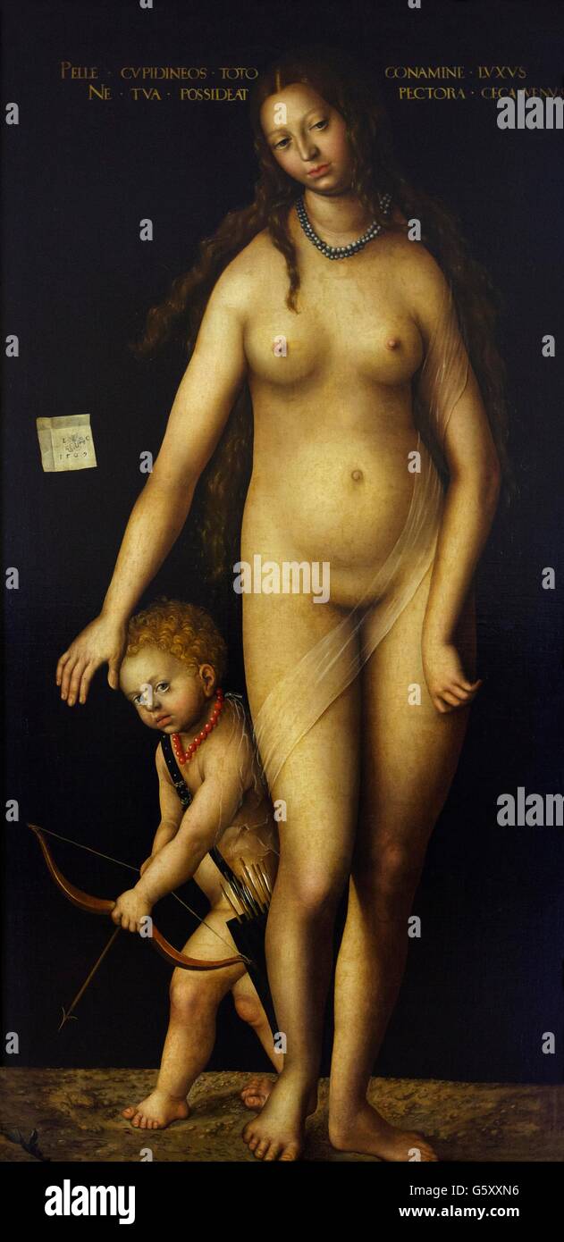 Venere ed Amore, Lucas Cranach il Vecchio, 1509, Museo Statale Ermitage, San Pietroburgo, Russia Foto Stock