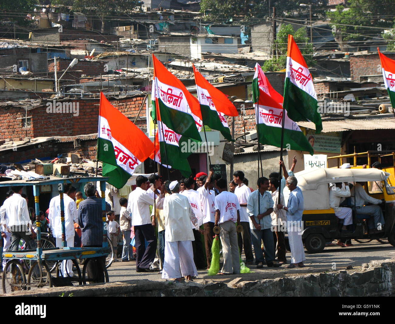 La campagna elettorale di Raj Thackrey partito Maharashtra Navanirman Sena in India Foto Stock