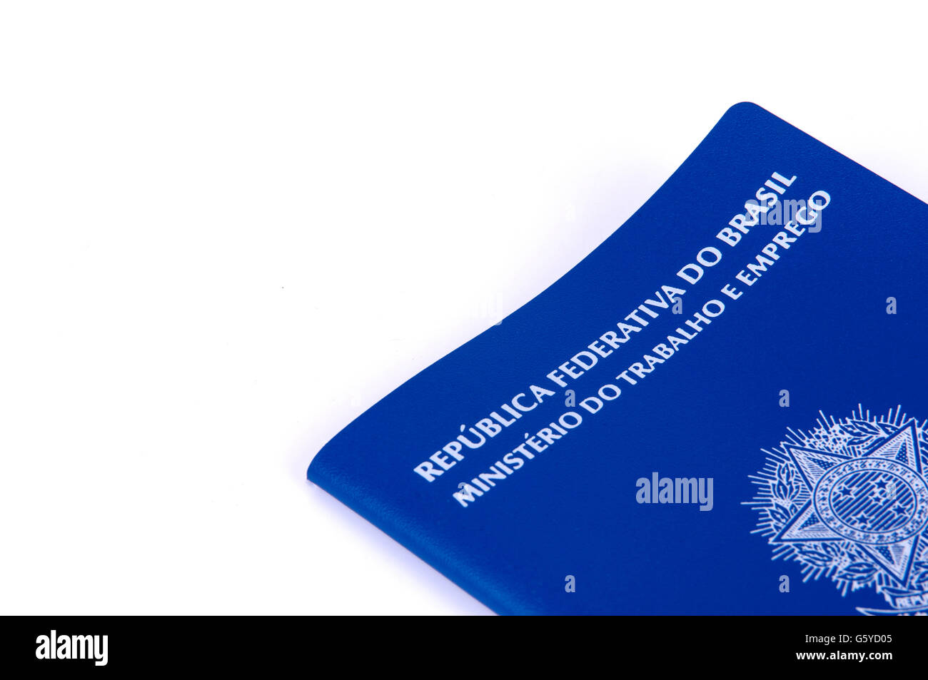 Brasiliano di documento di lavoro e sicurezza sociale documento (Carteira de Trabalho) su sfondo bianco Foto Stock