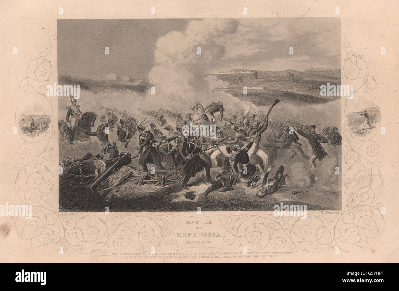 Guerra di Crimea : Battaglia di Eupatoria (Eupatoria) 17 febbraio 1855, antica stampa 1860 Foto Stock