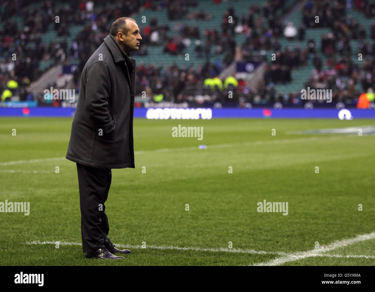 Rugby Union - RBS 6 Nations Championship 2013 - Inghilterra / Francia - Twickenham. Francese pullman Philippe Saint-Andre Foto Stock