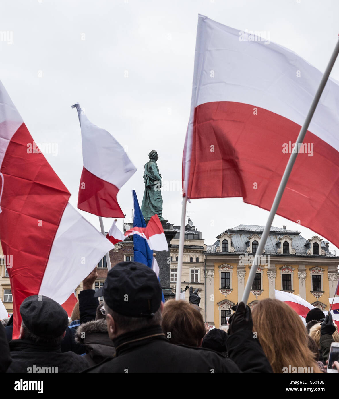 Il Comitato per la difesa della democrazia in Polonia, dimostrazione in Cracovia. Foto Stock