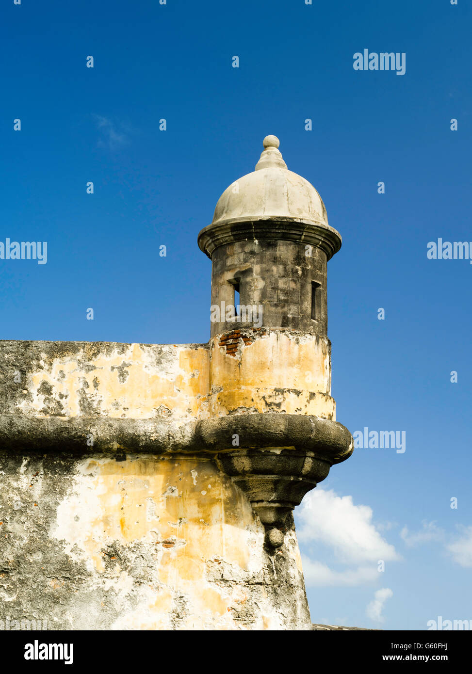 La torretta, Castillo San Felipe del Morro, San Juan Vecchia/Viejo San Juan Foto Stock