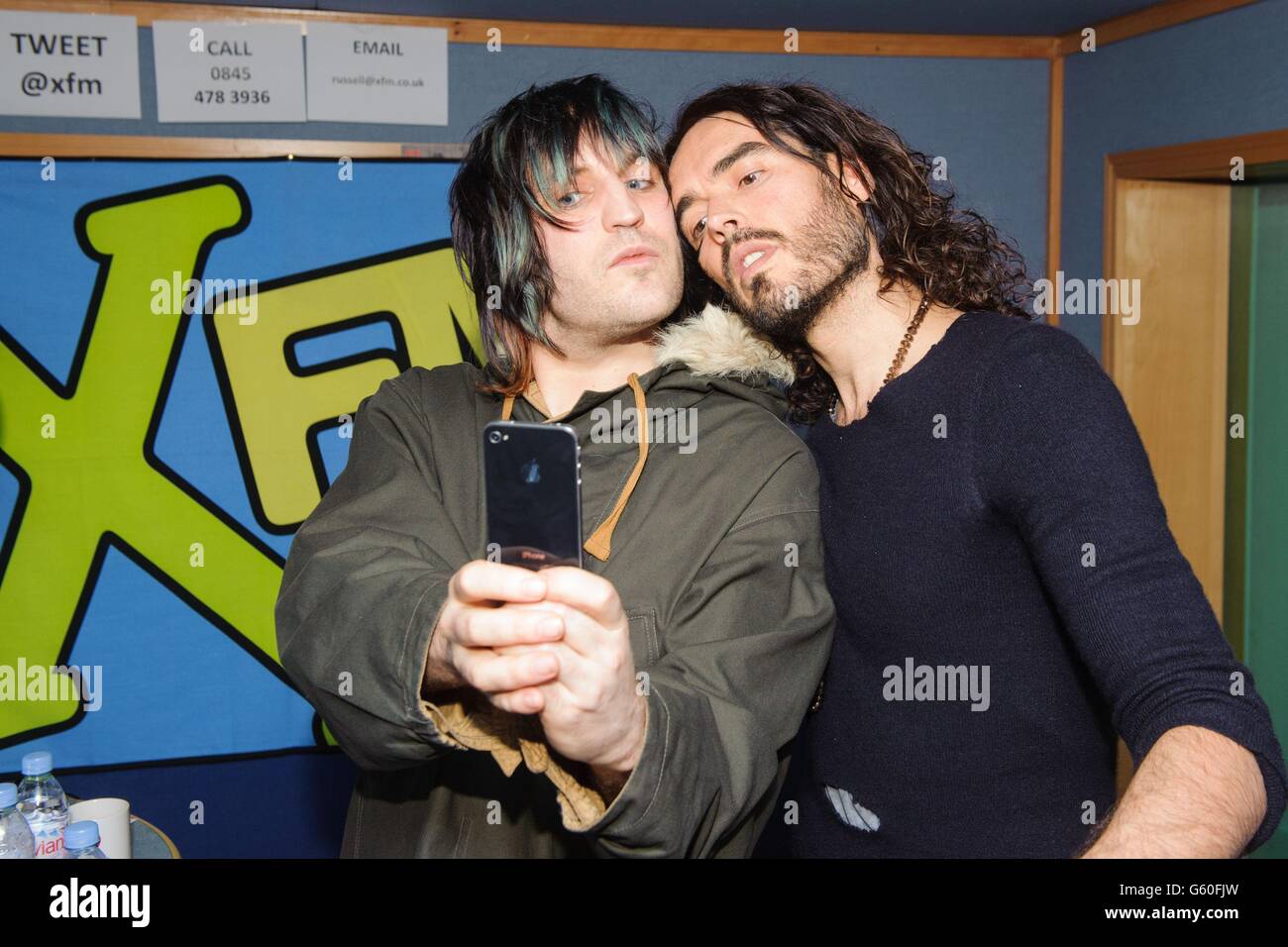 Russell Brand visite XFM - Londra Foto Stock