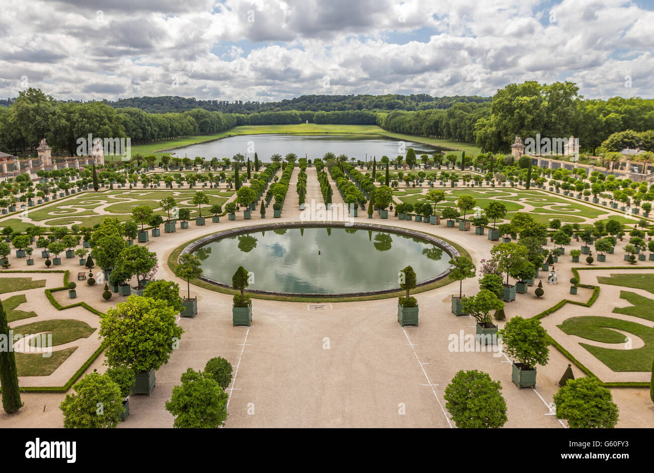 Il giardino del palazzo di Versailles a Parigi Francia Foto Stock