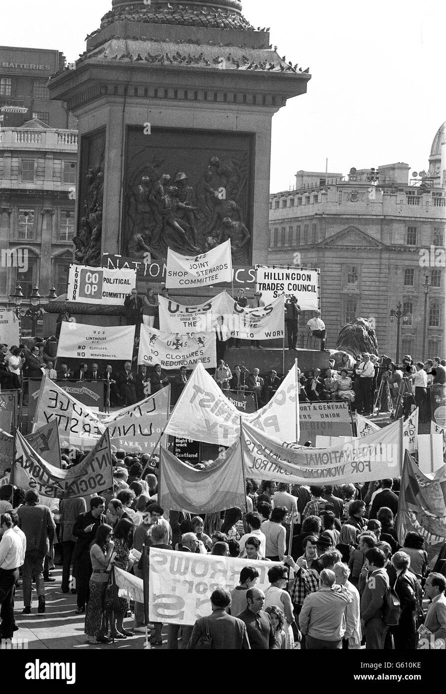 La dimostrazione in Trafalgar Foto Stock