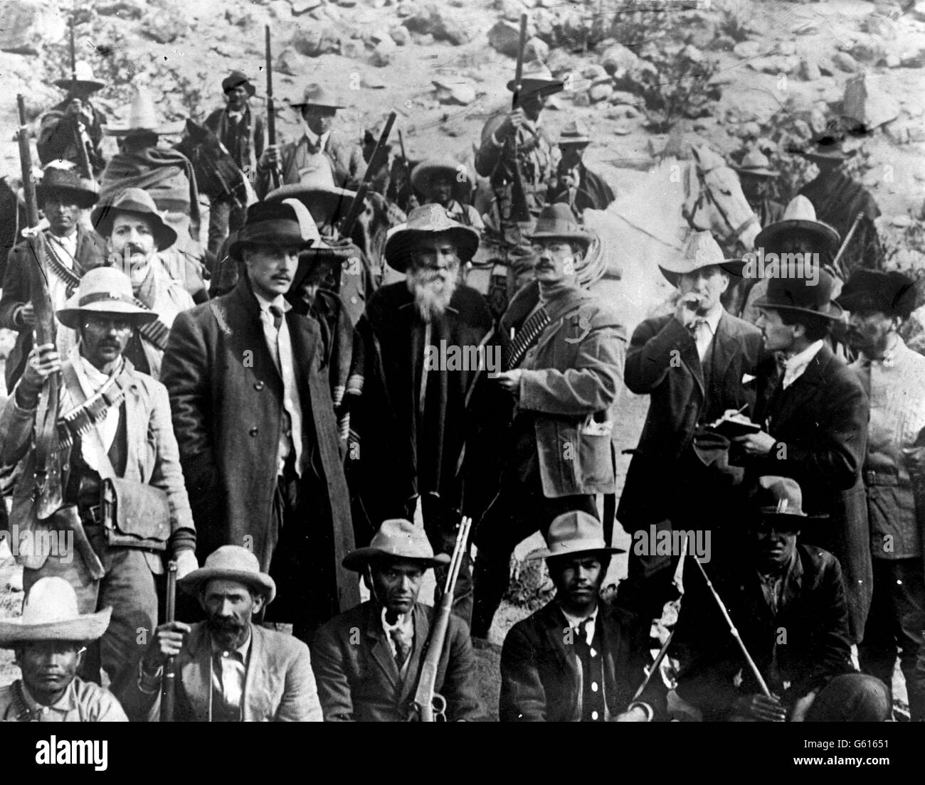 1913: La rivoluzione messicana. Un gruppo di leader rivoluzionari messicani. Foto Stock