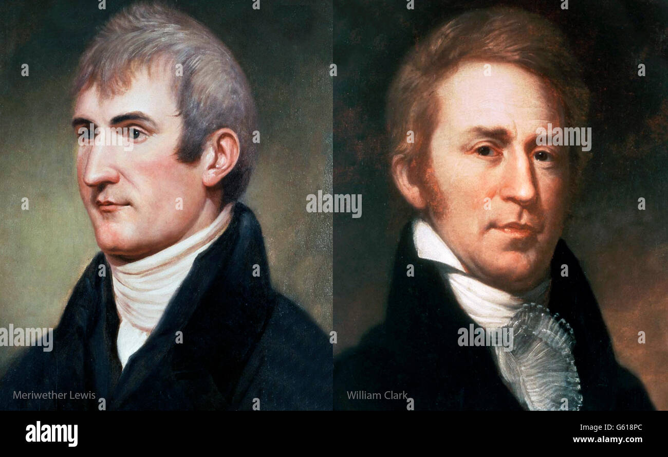 Lewis e Cark. Meriwether Lewis e William Clark. Ritratti da Charles Willson Peale, c.1807 e 1810. Foto Stock