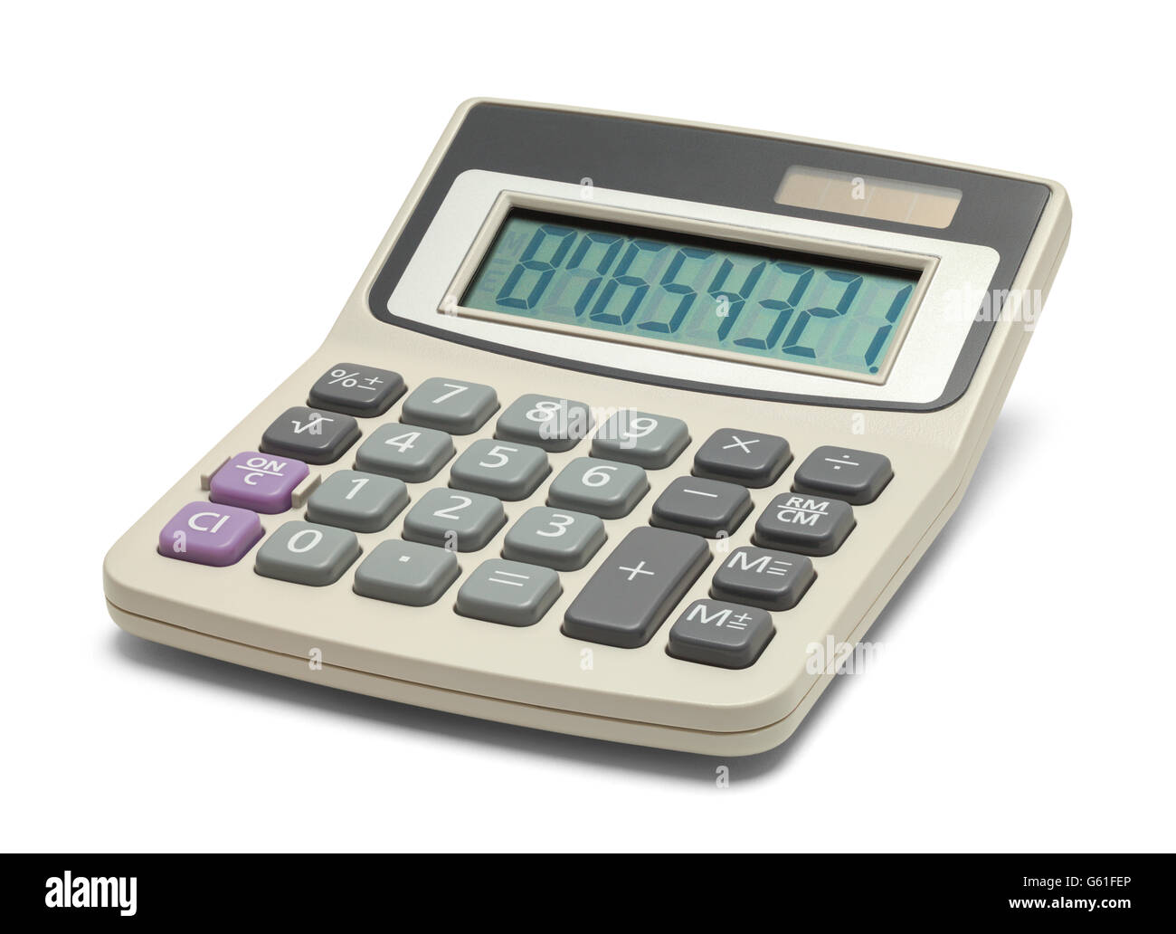 Business Office Calculator isolati su sfondo bianco. Foto Stock