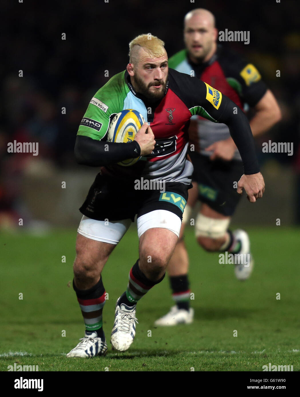 Joe Marler di Harlequins durante la partita di Aviva Premiership al Kingsholm Stadium di Gloucester. Foto Stock