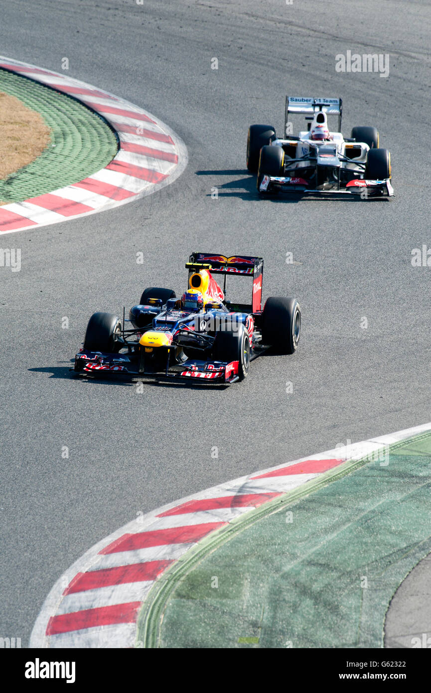 Mark Webber, AUS, Red Bull Racing RB8, durante il periodo della Formula 1 sessioni di collaudo, 21.-24.2.2012, presso il Circuit de Catalunya in Foto Stock