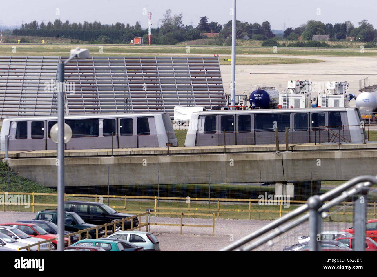 Aeroporto di Londra Stansted la monorotaia che collega a tutte le porte di partenza all'aeroporto di Stansted. Foto Stock