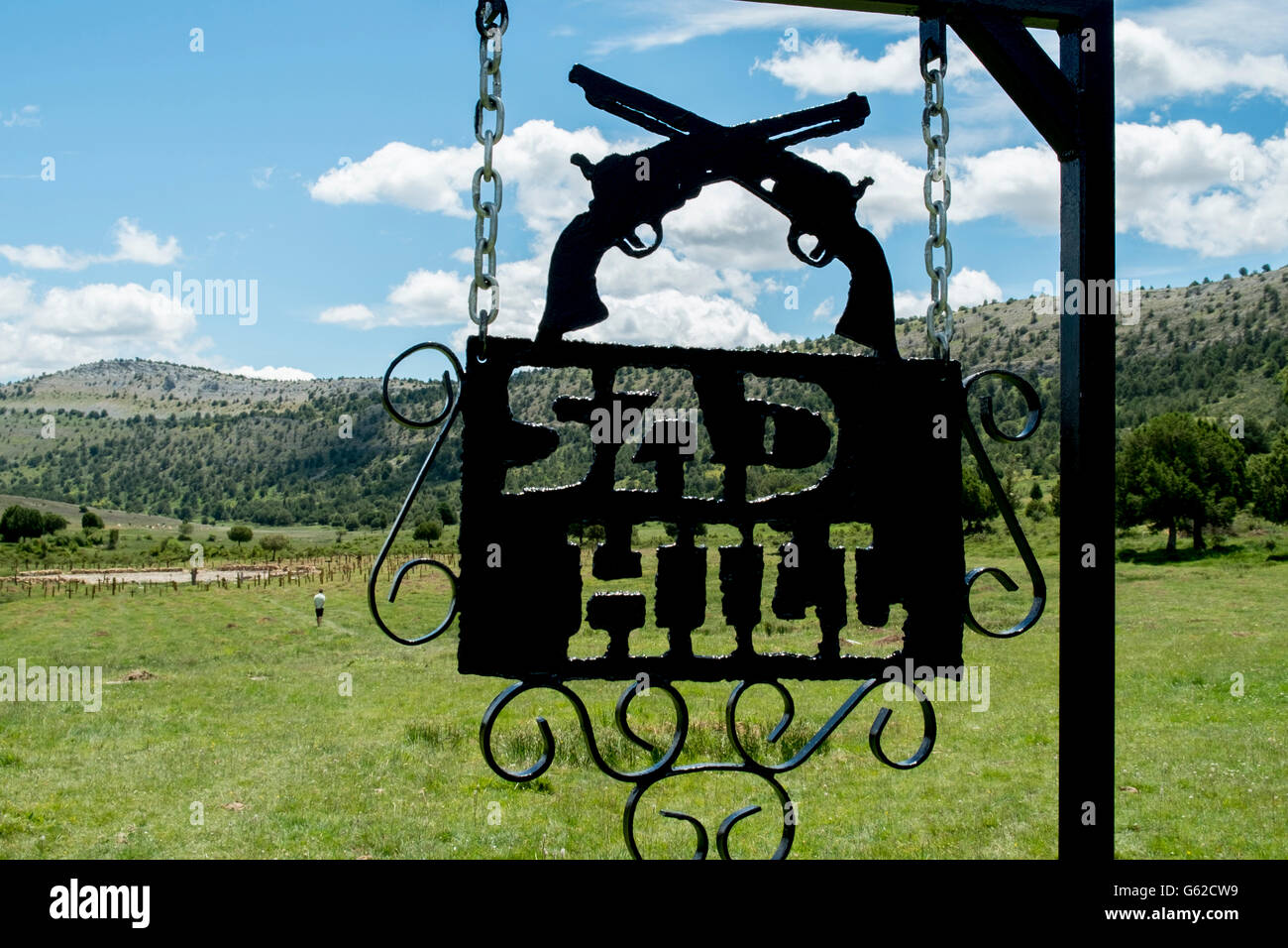 Triste Hill Cimitero - rappresentata nel film "Il buono, il brutto e il cattivo" - vicino a Covarrubias in Spagna Foto Stock