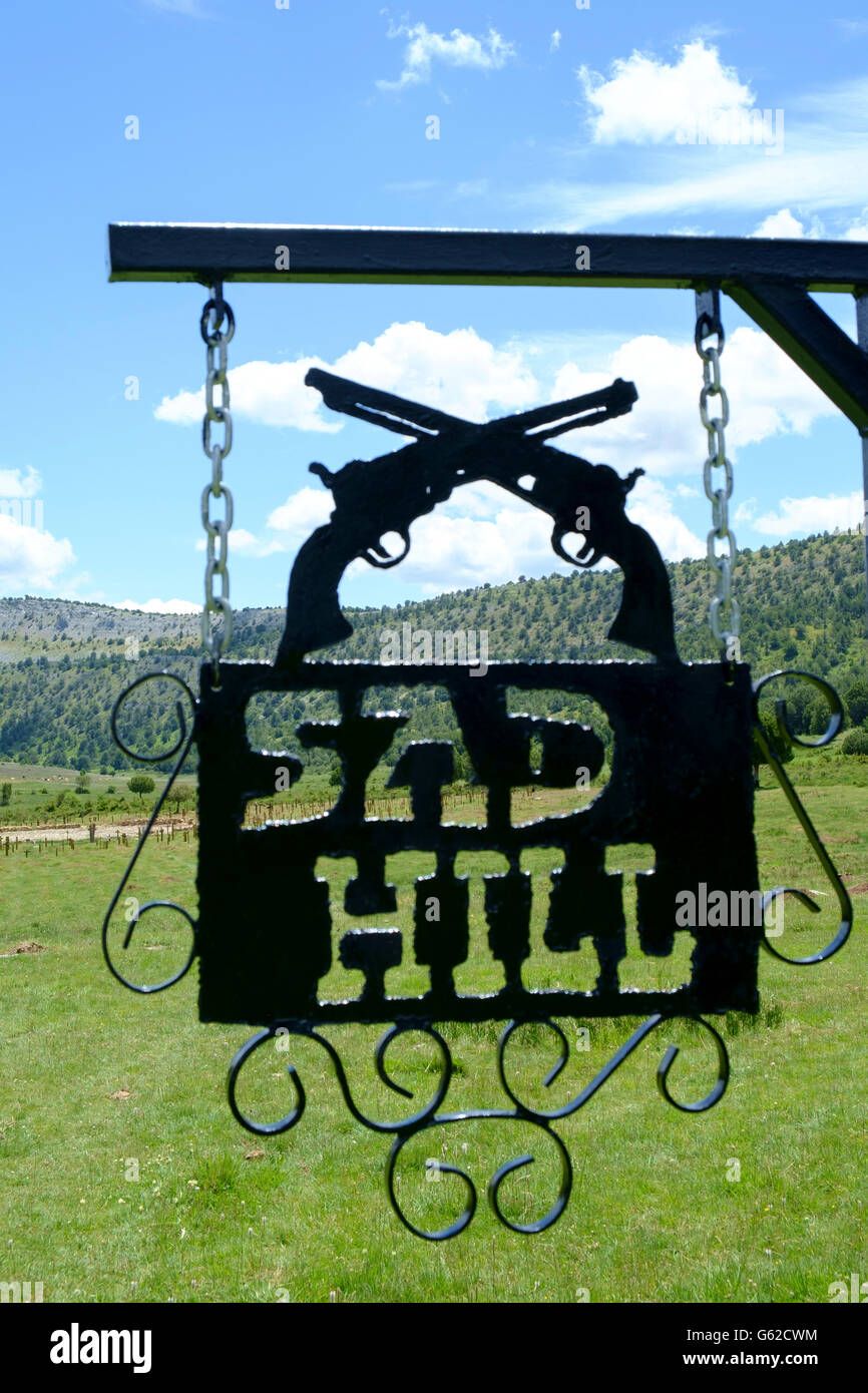 Triste Hill Cimitero - rappresentata nel film "Il buono, il brutto e il cattivo" - vicino a Covarrubias in Spagna Foto Stock