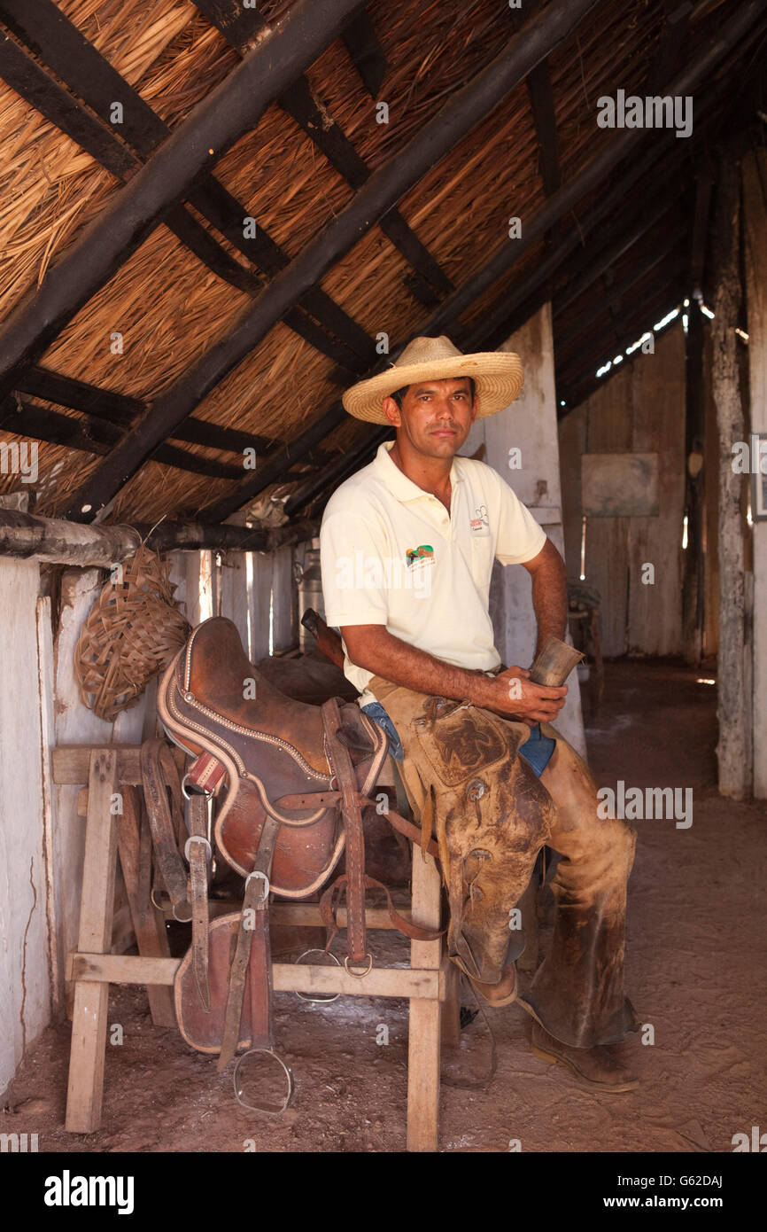 Il brasiliano Pantaneiro cowboy del Pantanal Foto Stock