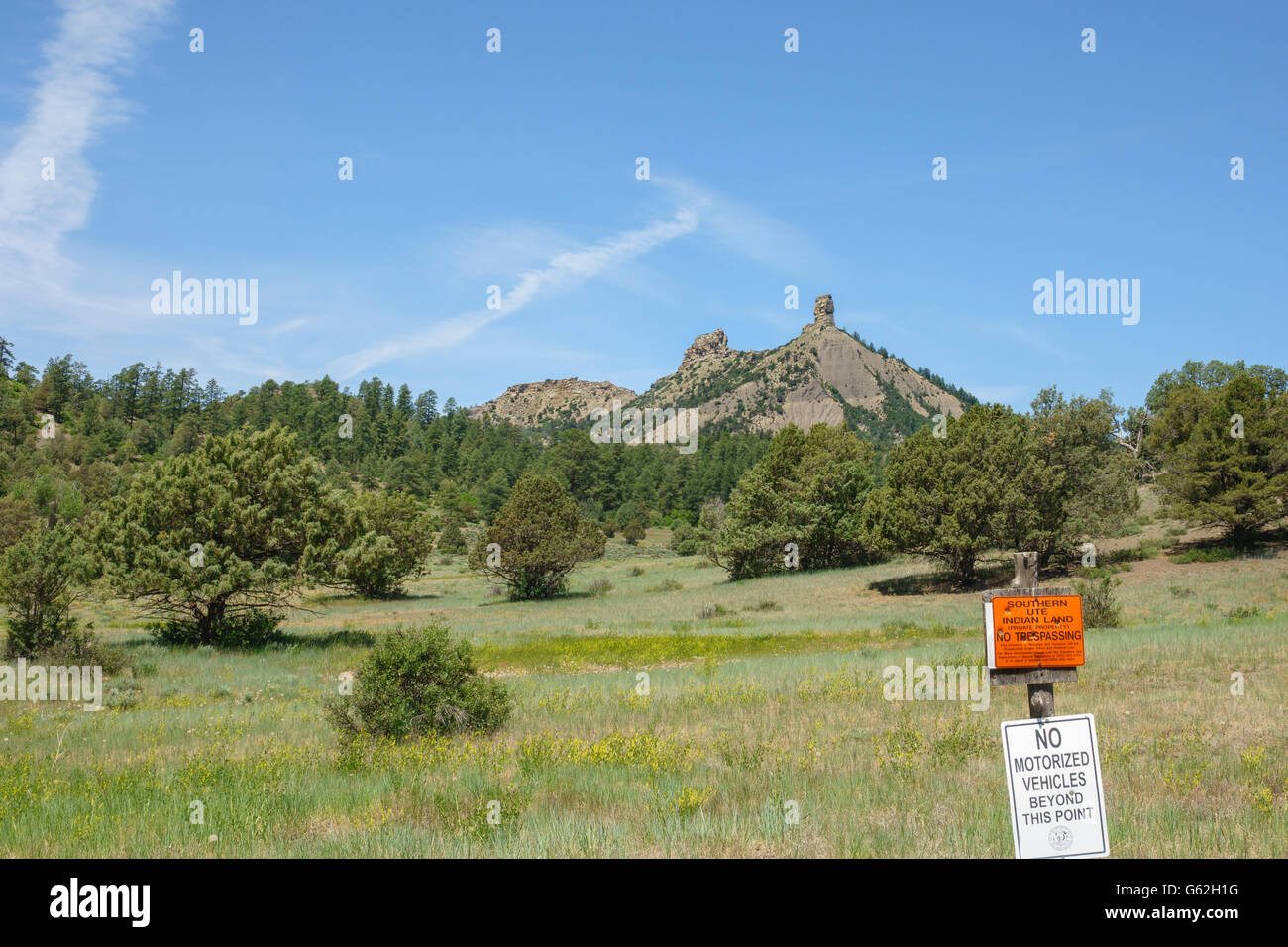 Chimney Rock vicino a Pagosa Springs, Colorado,Southern Ute Indian Land Foto Stock