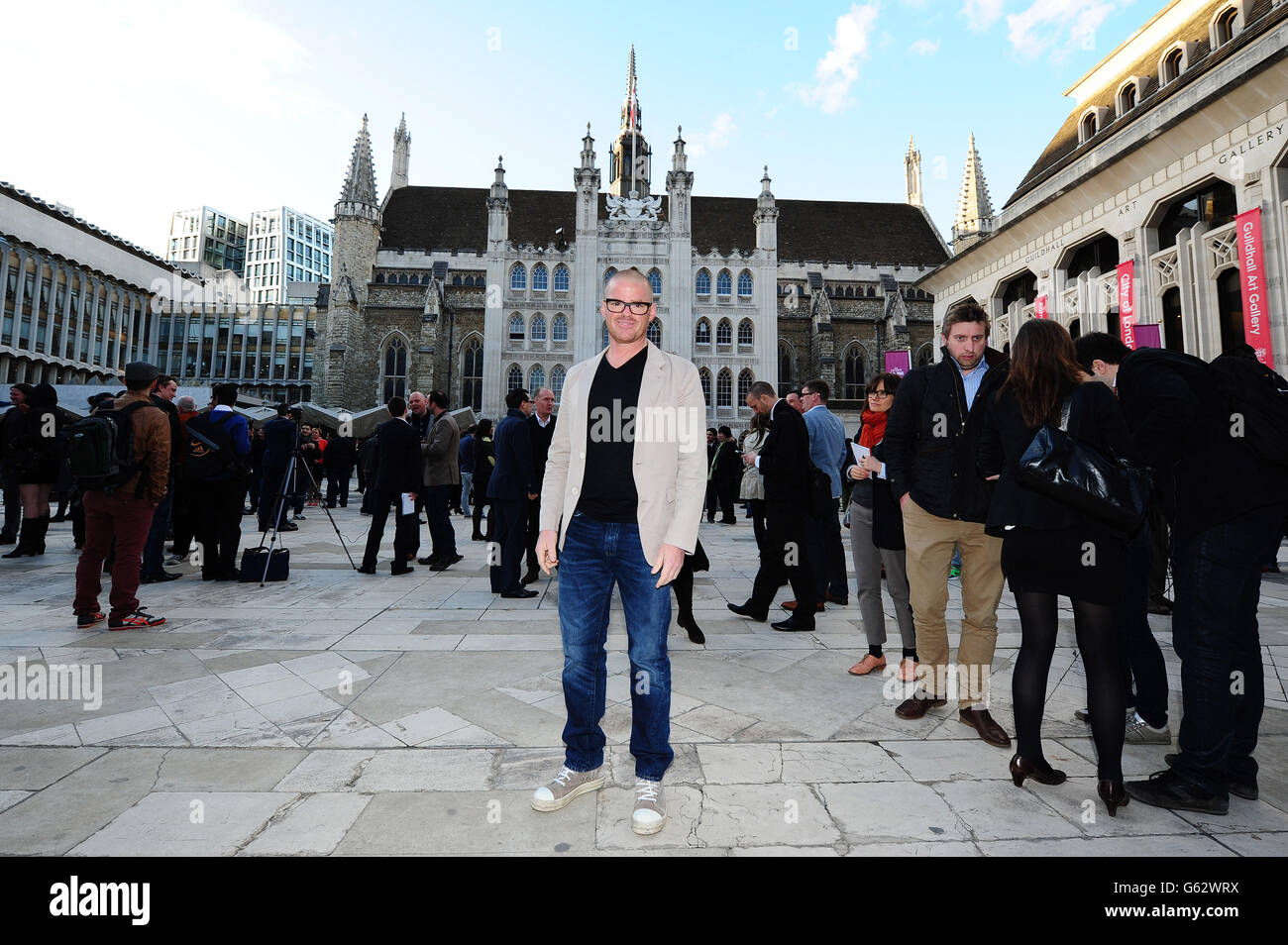 Heston Blumenthal arriva ai 2013 premi Best Restaurants 50 che si tengono presso la Guildhall di Londra. Foto Stock