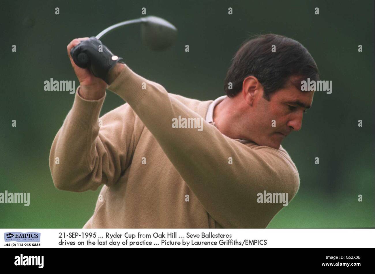 21-SEP-1995 ... Ryder Cup da Oak Hill ... Neve Ballesteros guida l'ultimo giorno di pratica ... Foto di Laurence Griffiths/EMPICS Foto Stock