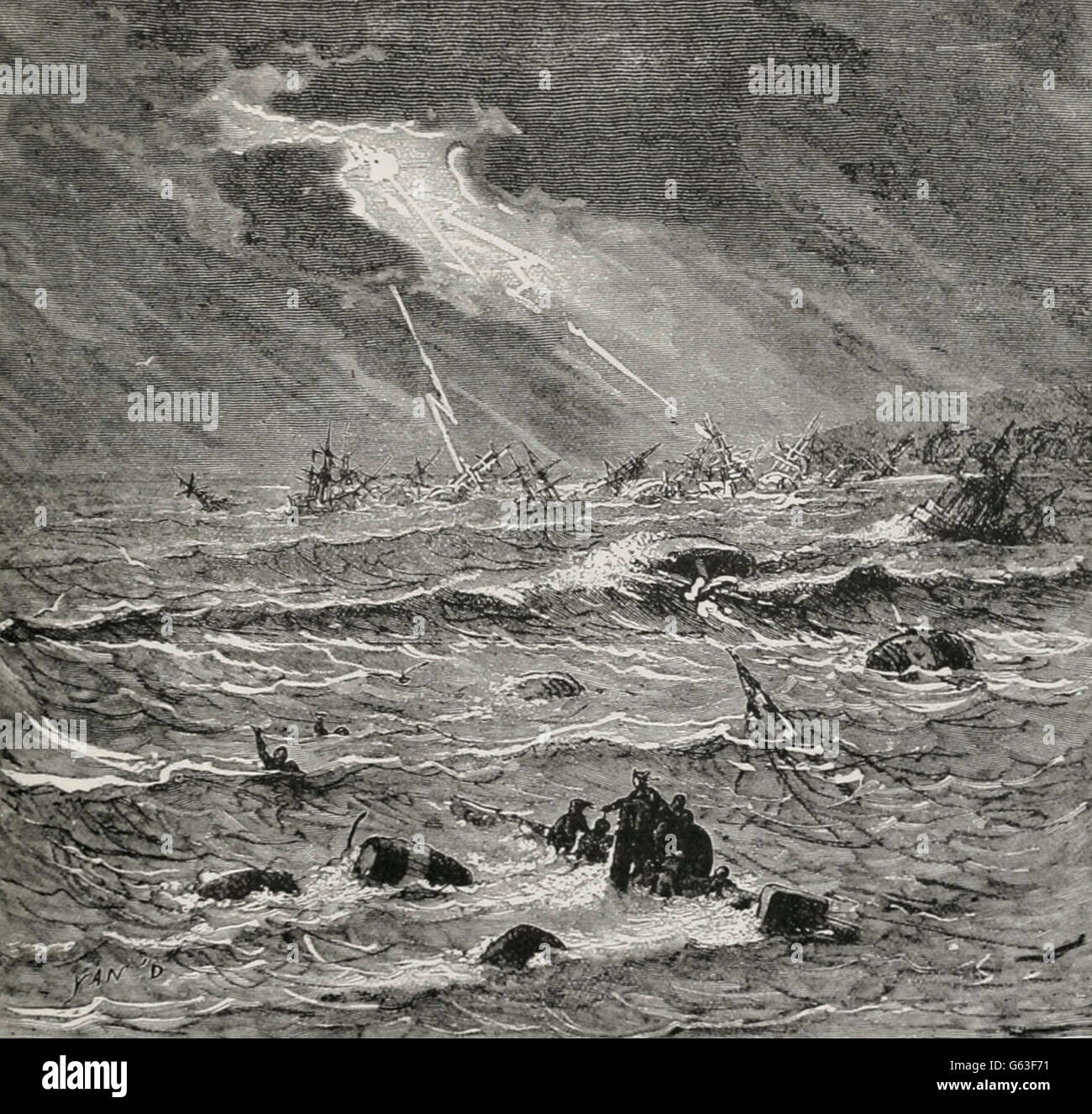 Effetti della grande tempesta del 1493, Colombo nel Nuovo Mondo Foto Stock