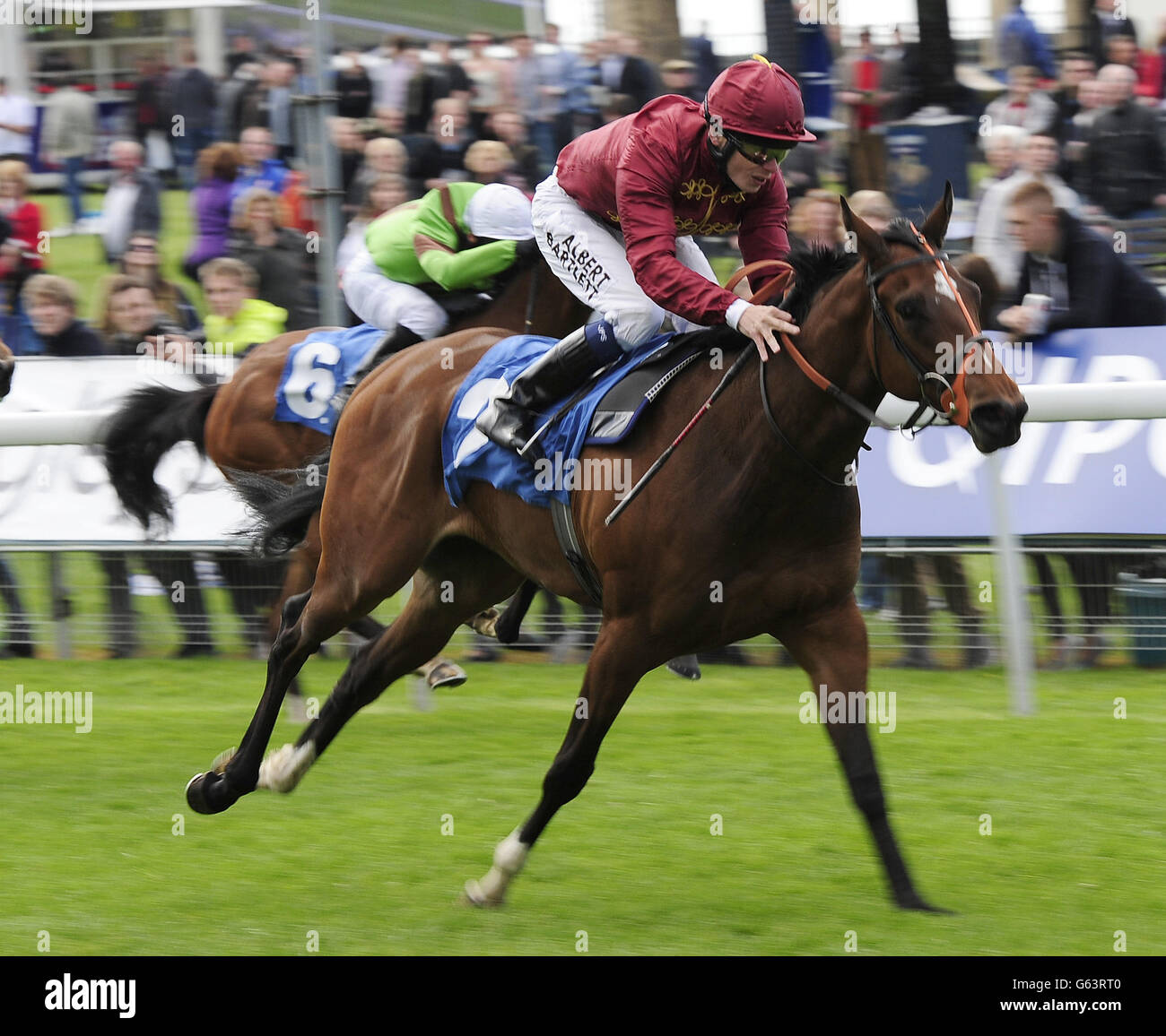 Jamie Spencer indovinato da Beldale Memory vincono i Langleys Solicitors LLP EBF Marygate Stakes durante il Festival Dante 2013 all'ippodromo di York. PREMERE ASLOCATION Photo. Data foto: Venerdì 17 maggio 2013. Scopri la storia della Pennsylvania RACING York. Il credito fotografico deve essere: John Giles/PA Wire Foto Stock