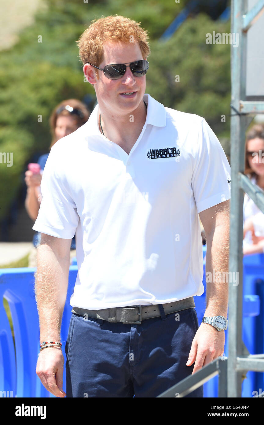 Prince Harry durante l'evento ciclistico Warrior Games presso la base dell'Accademia dell'aeronautica degli Stati Uniti a Colorado Springs, USA. Foto Stock